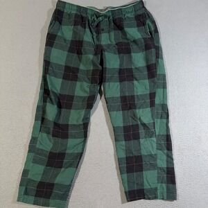 Eddie Bauer Men's Lounge Flannel Pajama Pants Green Black‎ Plaid Size Large
